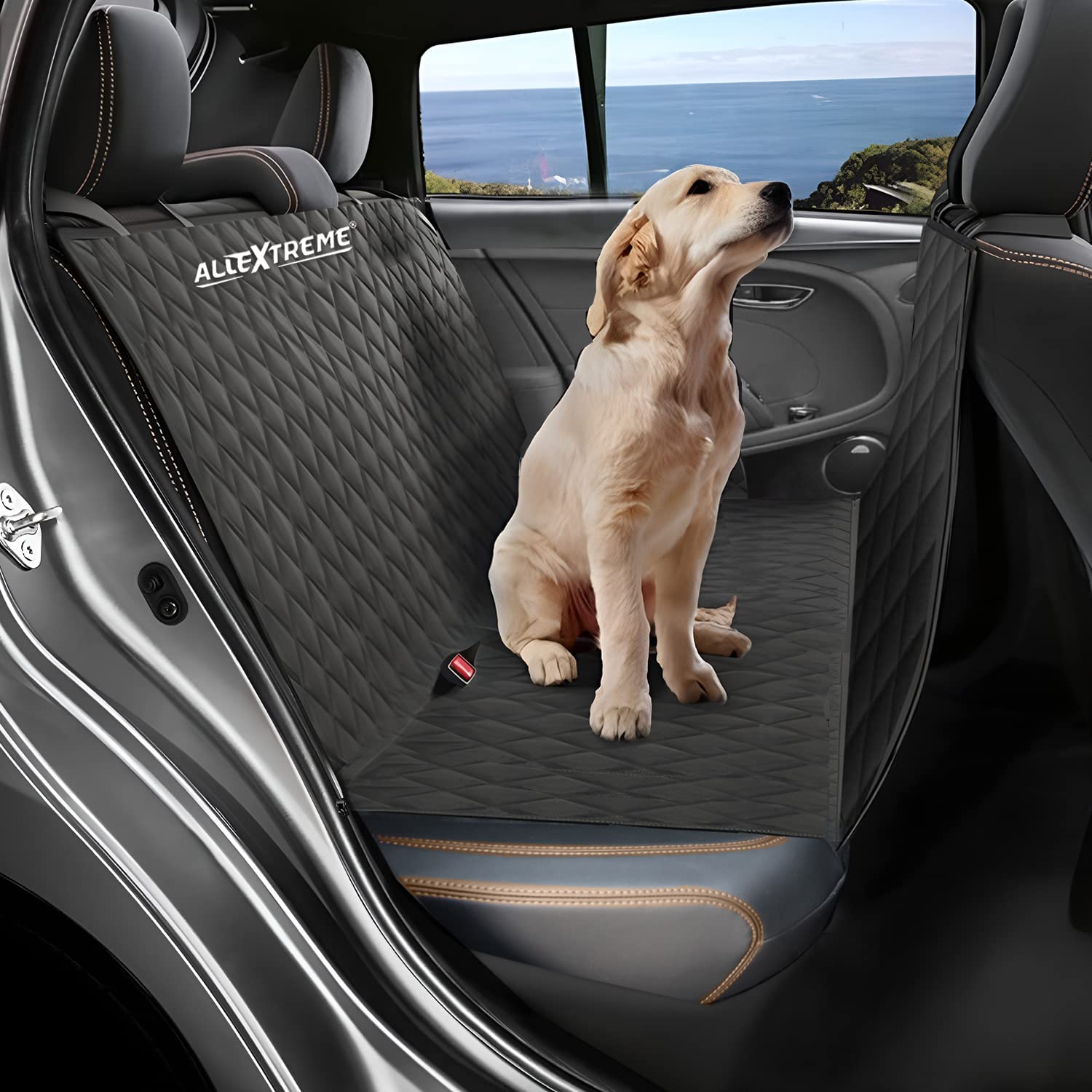 AllExtreme EXGCS01 Dog Car Seat Cover Backseat Pet Travel Protector for Hatchbacks Polyester Nonslip Backing & Hammock Padded Machine Washable Water Resistant Universal Fit for All Cars (Black) (B0C5561Z1B) Amazon Price History, Amazon Price Tracker