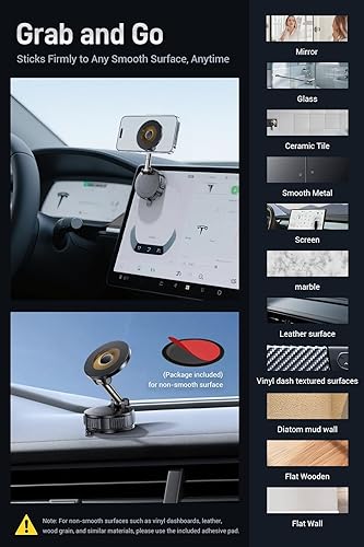 Miniatura 7 de OUNIER Soporte magnético de teléfono al vacío para automóvil, soporte de teléfono con ventosa ajustable de 360 para Magsafe, soporte magnético