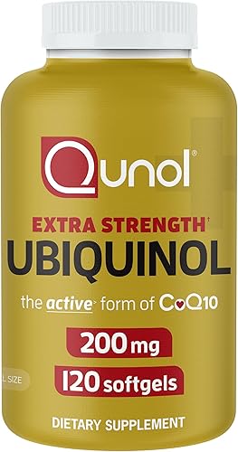 Qunol Ubiquinol CoQ10 200mg Softgels, Potente antioxidante para la salud cardíaca y vascular, esencial para la producción de energía, suplemento