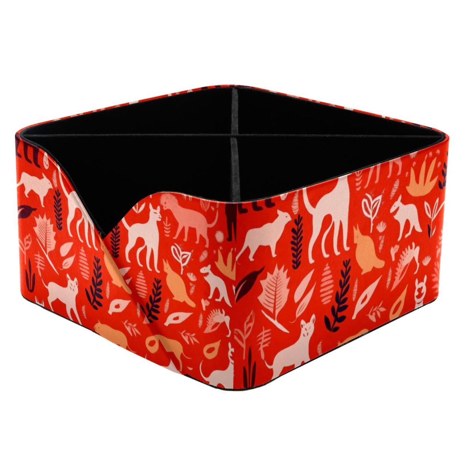 Boîte de rangement rouge silhouette animal pour fournitures d'art