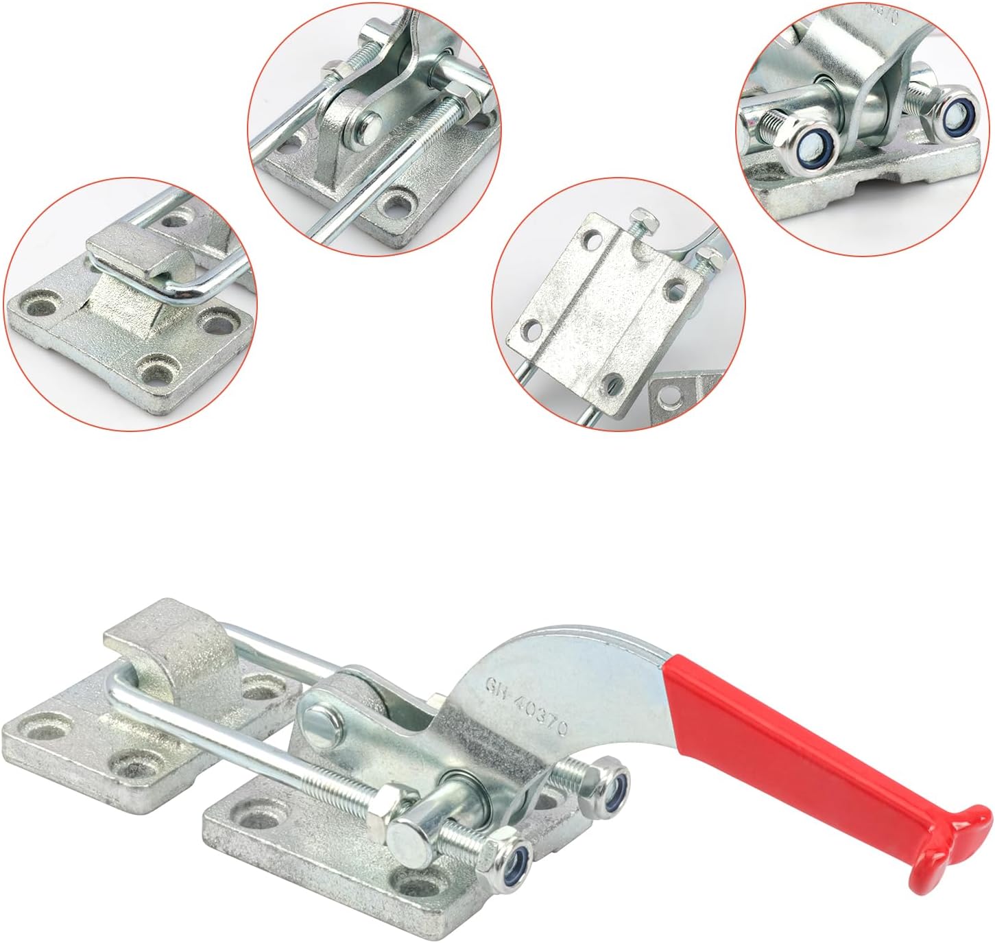 12 Inch 2 Pack Heavy Duty Large Toggle Clamp Latch, GH-40370 | 4000Lbs Holding Capacity, Self-Lock U-Bolt Adjustable Heavy Duty Large Toggle Clamp for Trailer, Machine, latches Hardware