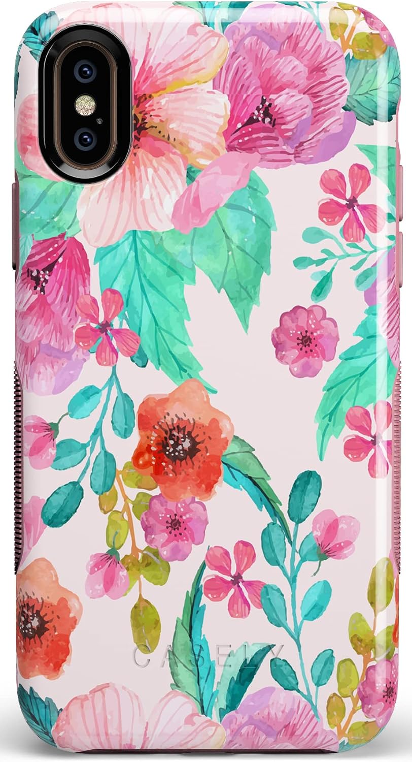 Casely iPhone X/XS Case | Out and About | Light Pink Floral | Bold Protective Design