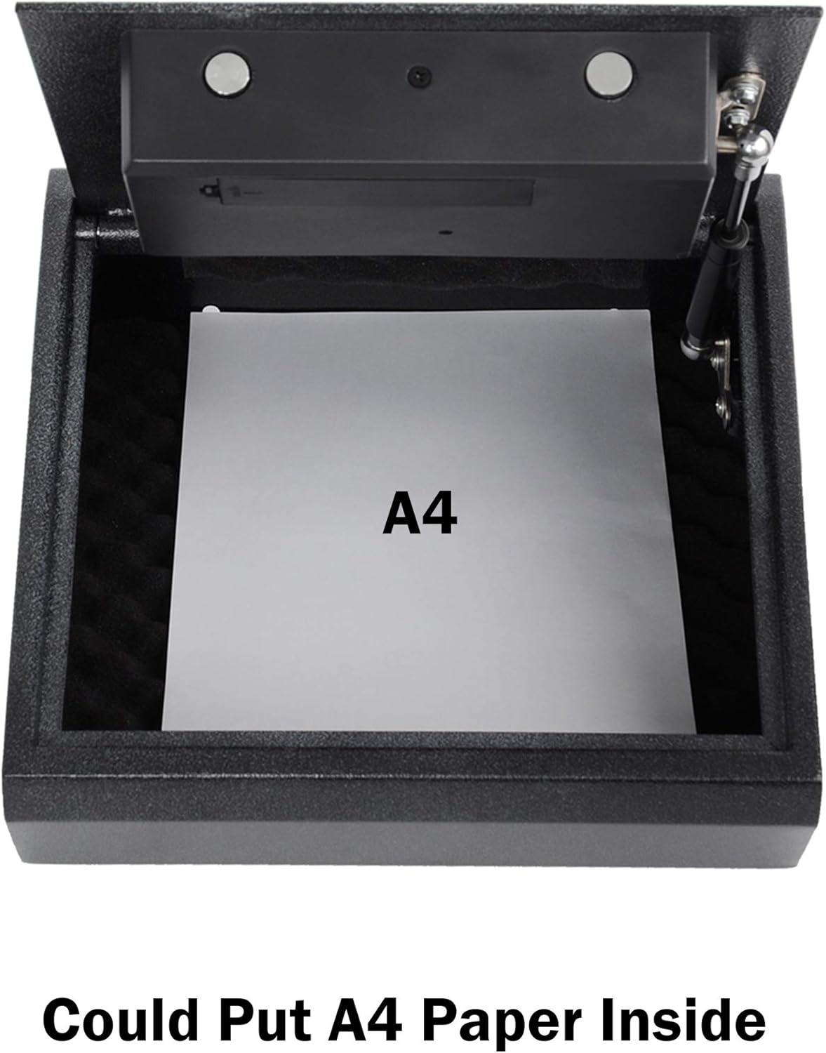 LUCKYERMORE Security Gun Safe Box with Gas Strut Open Door Solid Steel Home Safe Lock for Cash Pistol Handgun, Digital Lock, Wall Mounted, 0.4 Cubic Feet