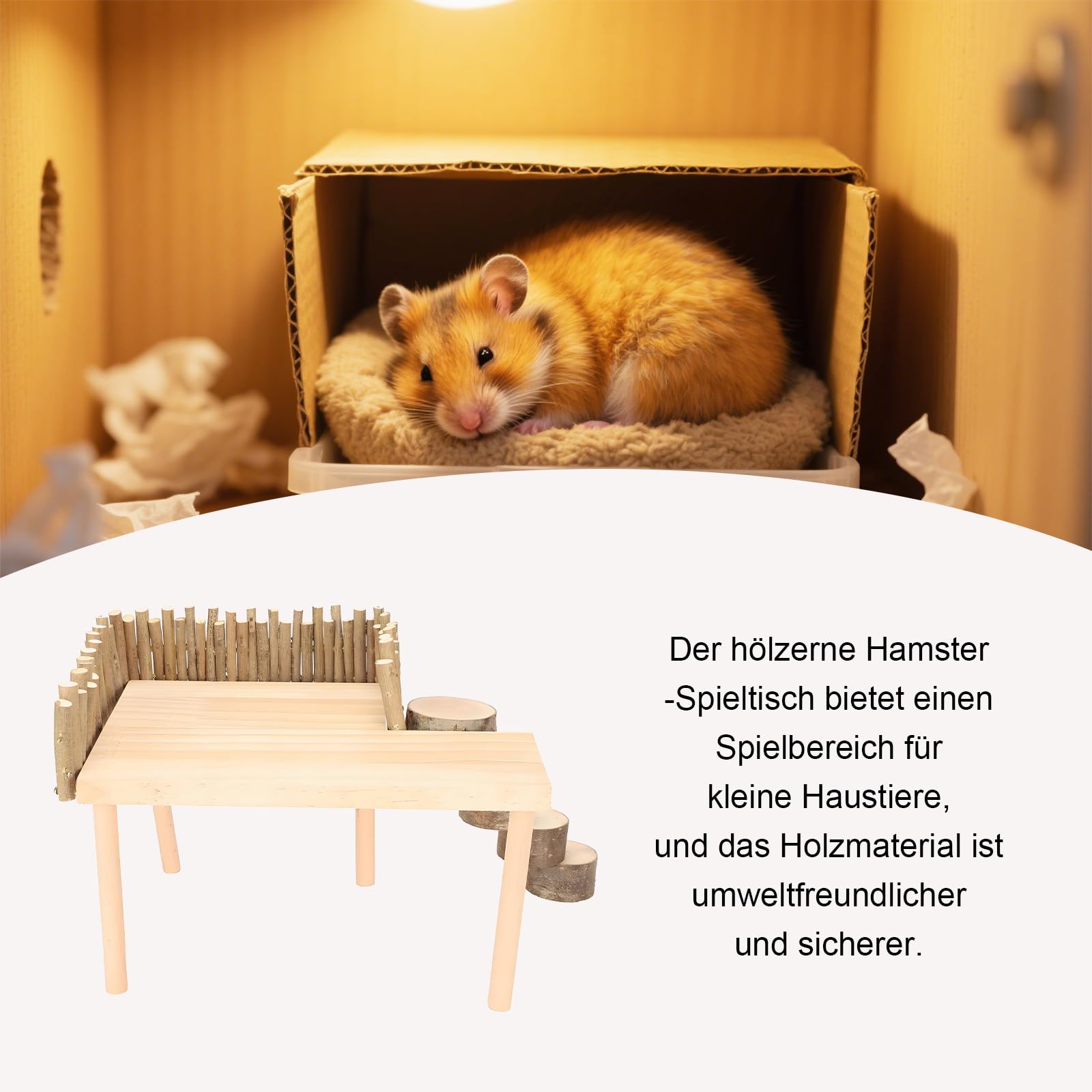 Hamster-Spiel-Holzplattform, Hamsterplattform, Kletterzubehör, Kleiner Haustierspielplatz, Klettergerüst,Kleintier-Stehplattform Mit Drehbarer Leiter, Holz Plattform, Hamster Kletterplattform