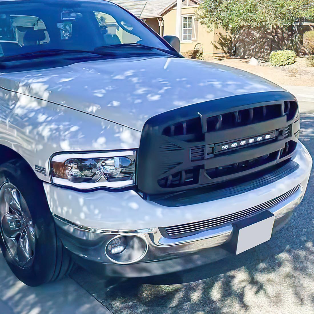 Front Grille Compatible with 2002-2005 Dodge Ram 1500, 2003-2005 Ram 2500/3500, w/Off-Road Lights, Matte Black