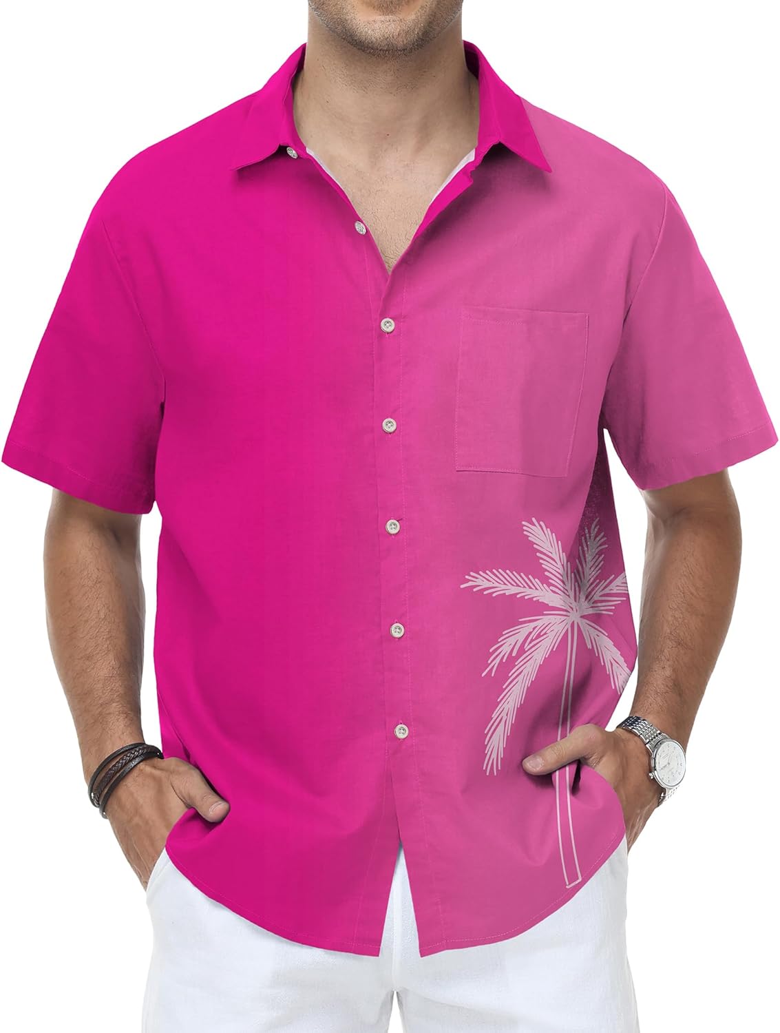 KYKU Men's Hawaiian Shirt Short Sleeve Tropical Button Down Casual Summer Beach Vacation Shirts