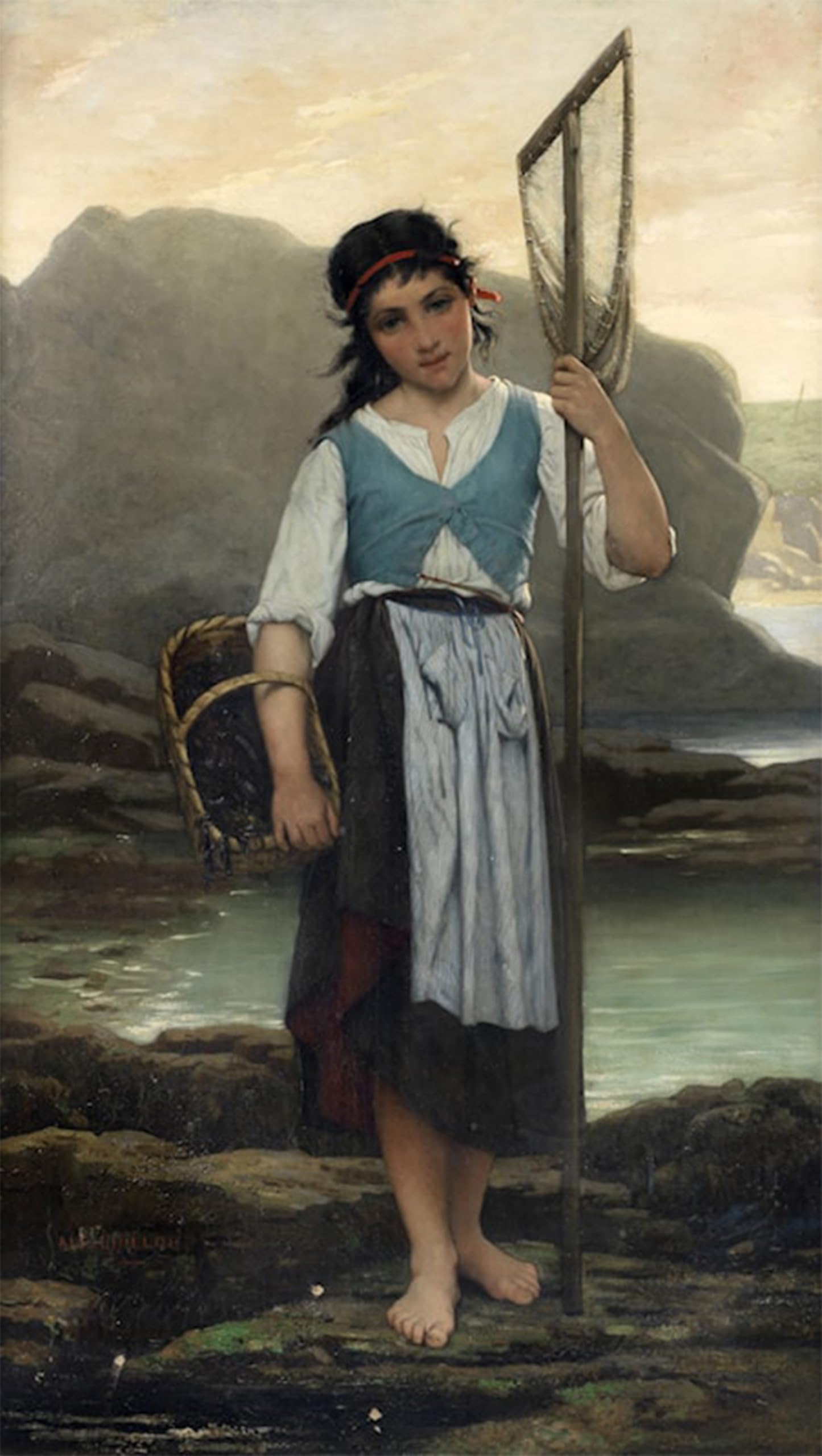 SERENDIPITP Vintage Picture Print on Canvas Wall Art Poster the Mussel Gatherer by Alfred Guillou Artwork Print Poster for Wall Decor 60x90cm