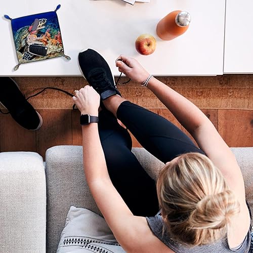 Miniatura 5 de Organizador de escritorio de oficina subacuático de tortuga marina, caja de almacenamiento de bandeja de cuero, soporte de papelería de escritorio,