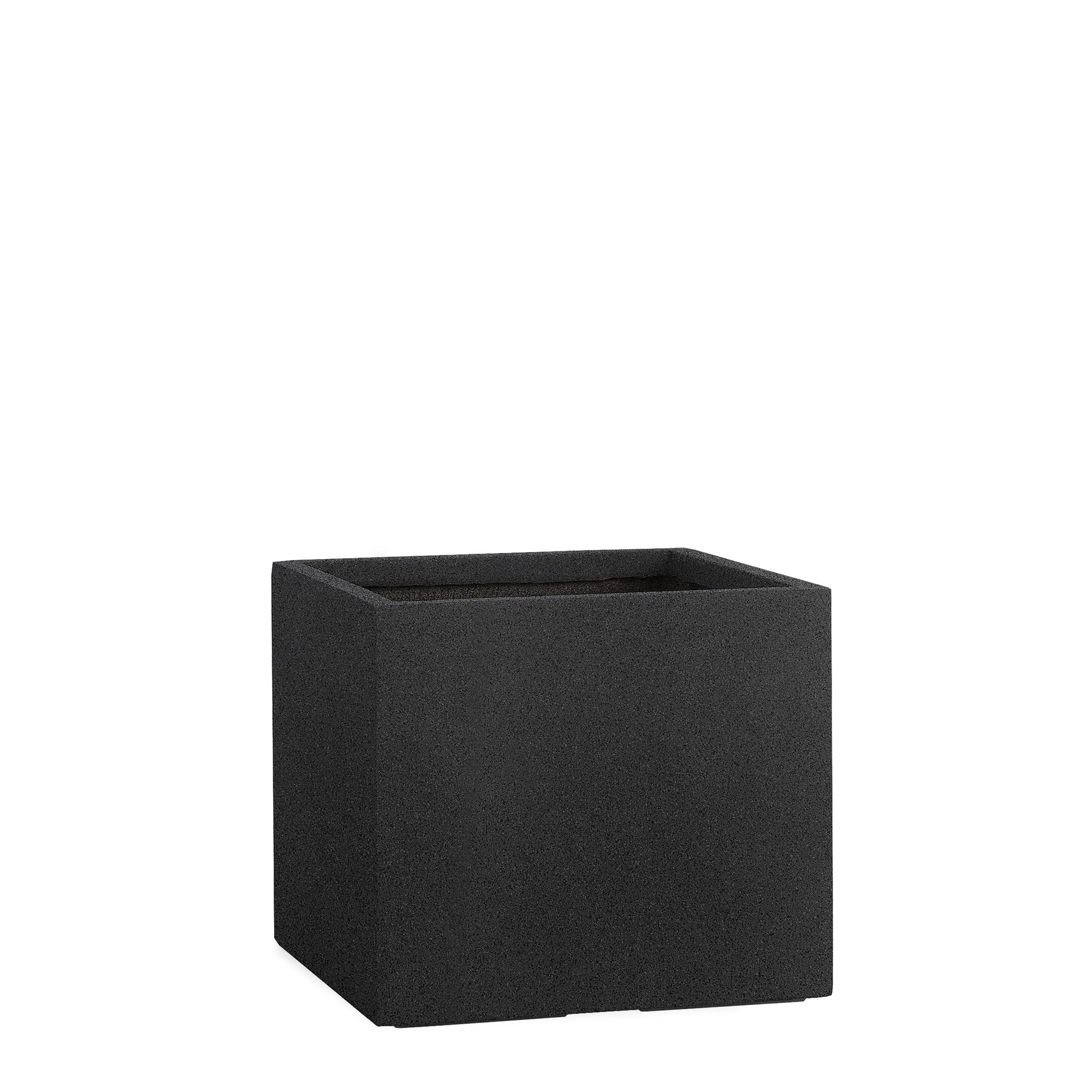 Pflanzwerk® Pot de Fleur Cube Jardinière Granit Anthracite 30x34x34cm *Résistant au Gel* *Protection UV* *Qualité européenne*