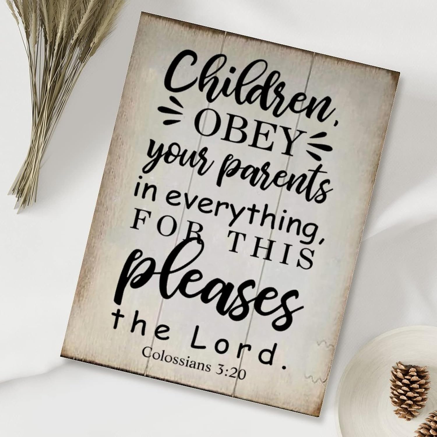 Rustic Sign Wall Decor Children Obey Your Parents in Everything Lord Colossians 3:20 Wall Decor Sign Vintage Farmhouse Wall Hanging Sign Art Decor Plaque with Quotes for Home 18x24in
