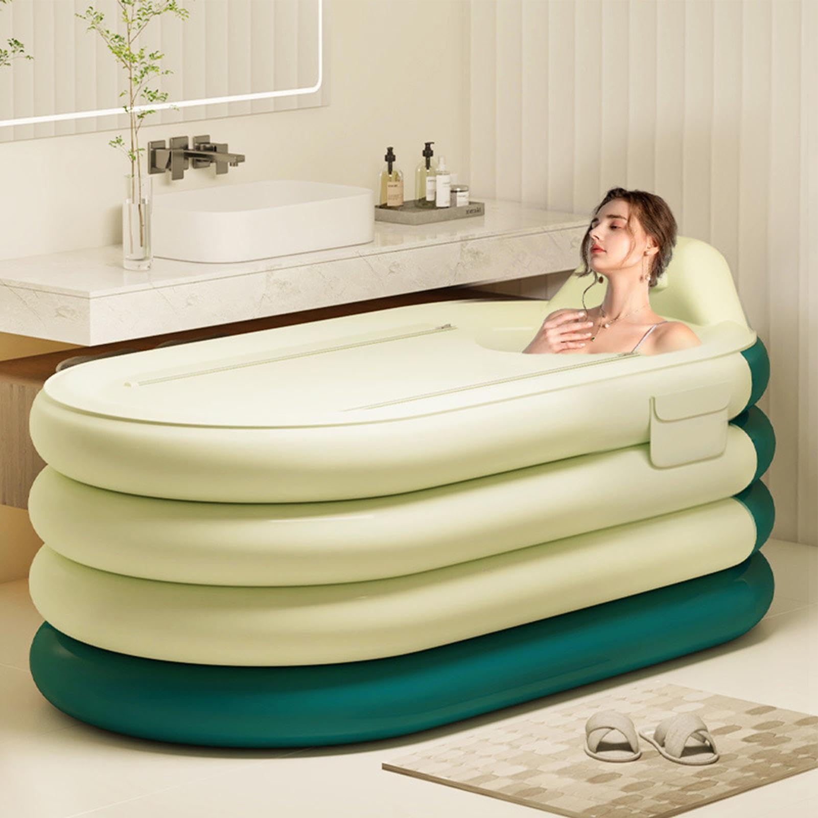 Bañera Inflable Herramienta de Baño con Bomba de Pie | Bañera Inflable para Adultos para Relajación, Spa, Atletas, Hoteles y Apartamentos