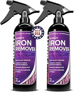 Iron Remover Car Detailing – Iron Decon Spray, Pulls Out Brake Dust, Rust & Fallout - Contaminant Removal for Car Paint & Wheels, pH Neutral Formula - 16 fl. oz. (Pack of 2)