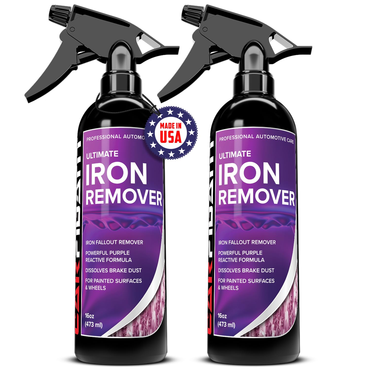 Iron Remover Car Detailing – Iron Decon Spray, Pulls Out Brake Dust, Rust & Fallout - Contaminant Removal for Car Paint & Wheels, pH Neutral Formula - 16 fl. oz. (Pack of 2)