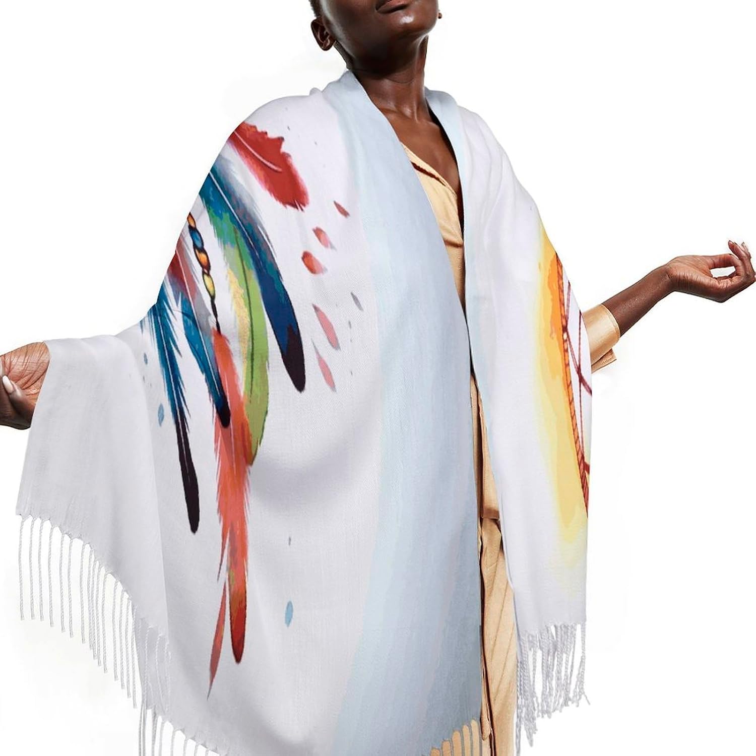Watercolor Dream Catcher Scarf for Women Men Soft Warm Fashion Blanket Scarves Classic Cashmere Feel Scarf Long Shawl Large Scarves Cold Weather Thick Blanket Scarfs