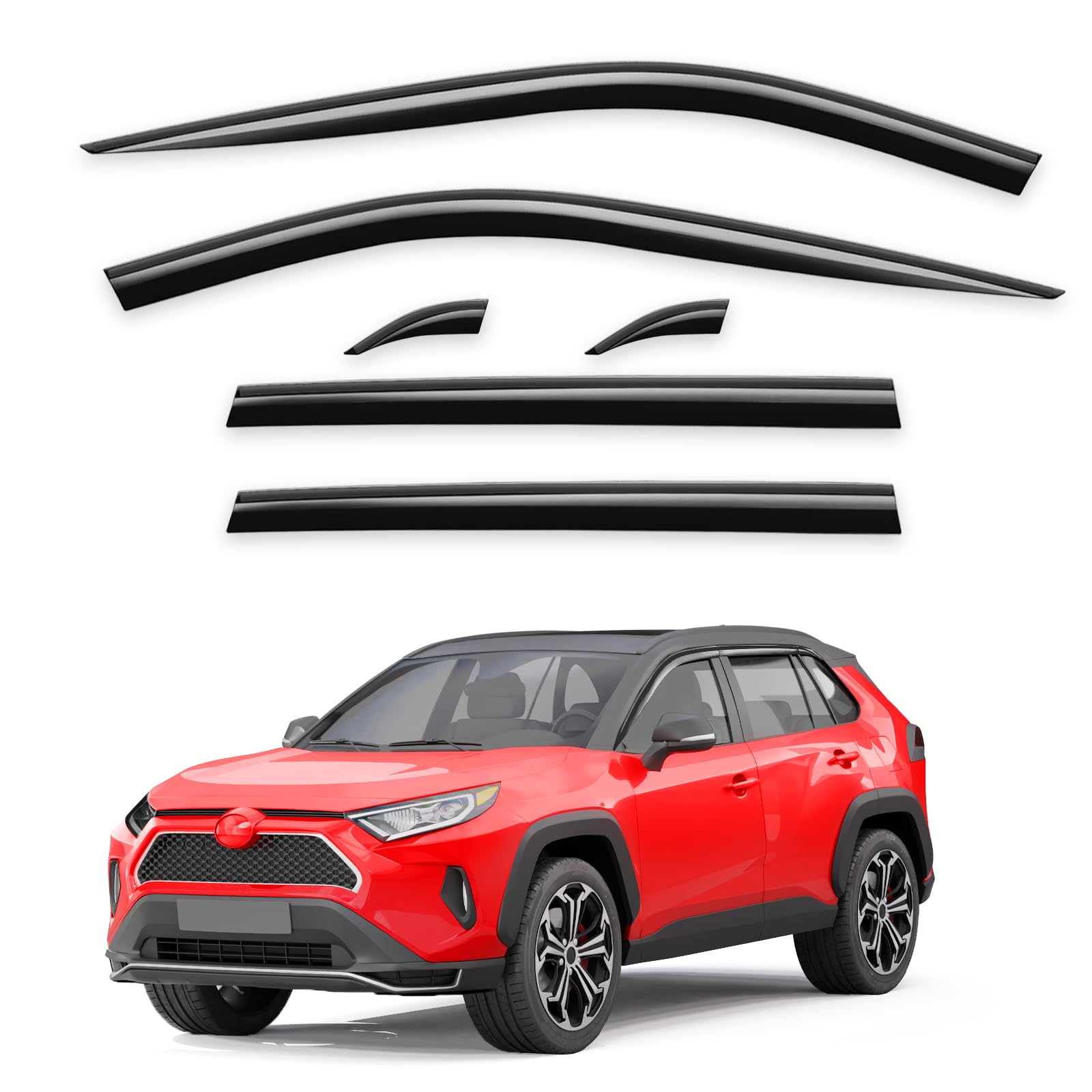 Tape-On Window Rain Guards Fit for Toyota RAV4 2019 2020 2021 2022 2023 2024 2025 Extra Durable Window Visors Window Deflectors Vent Visors Vent Shades Car Accessories-4 pcs 2-Q02