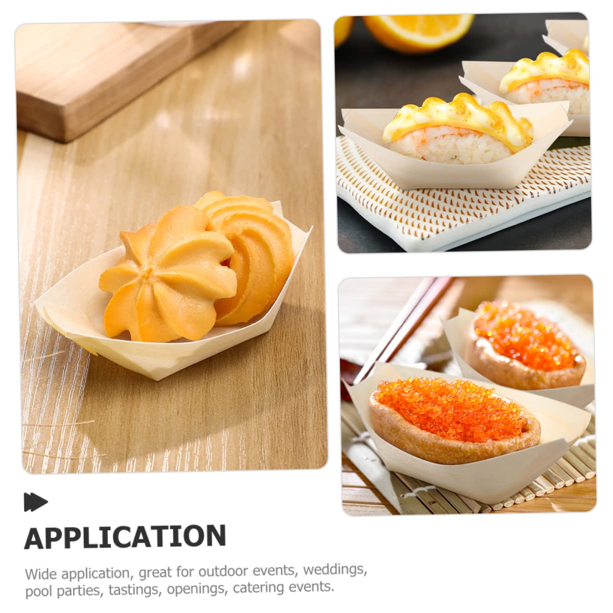 SOLUSTRE 120Pcs Sushi Serving Boats Snack Dishes for Restaurants Bars and Catering Events Natural Sushi Plates for Unique Presentation