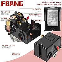 Vista 4 de Air Compressor Pressure Switch with Pressure Regulator, 90-120 PSI Air Compressor Switch equips Pressure Gauge