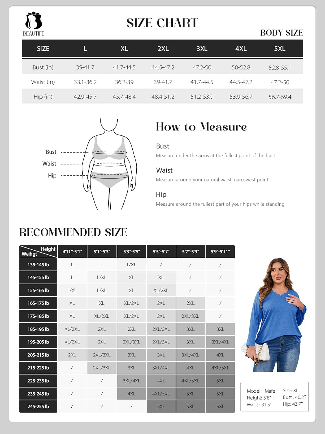 Beautife Womens Plus Size Long Sleeve T-Shirts Trendy Casual Scallop Trim V Neck Tunic Tops Curvy Loose Fit Fall Blouse Tees - Image 7