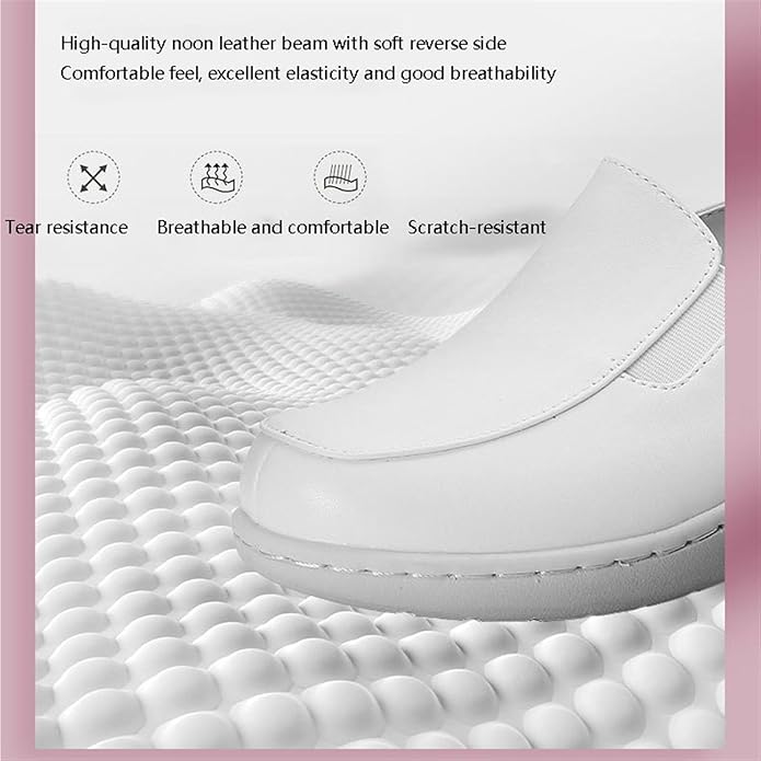 Wit Verpleegstersschoenen voor Vrouwen,Lichtgewicht Ademend Vrouwen Gezondheidszorg Verpleegschoenen,Comfortabel Antislip Instappers Food Service Werkschoenen,Koksschoenen (Color : White, Size : 35