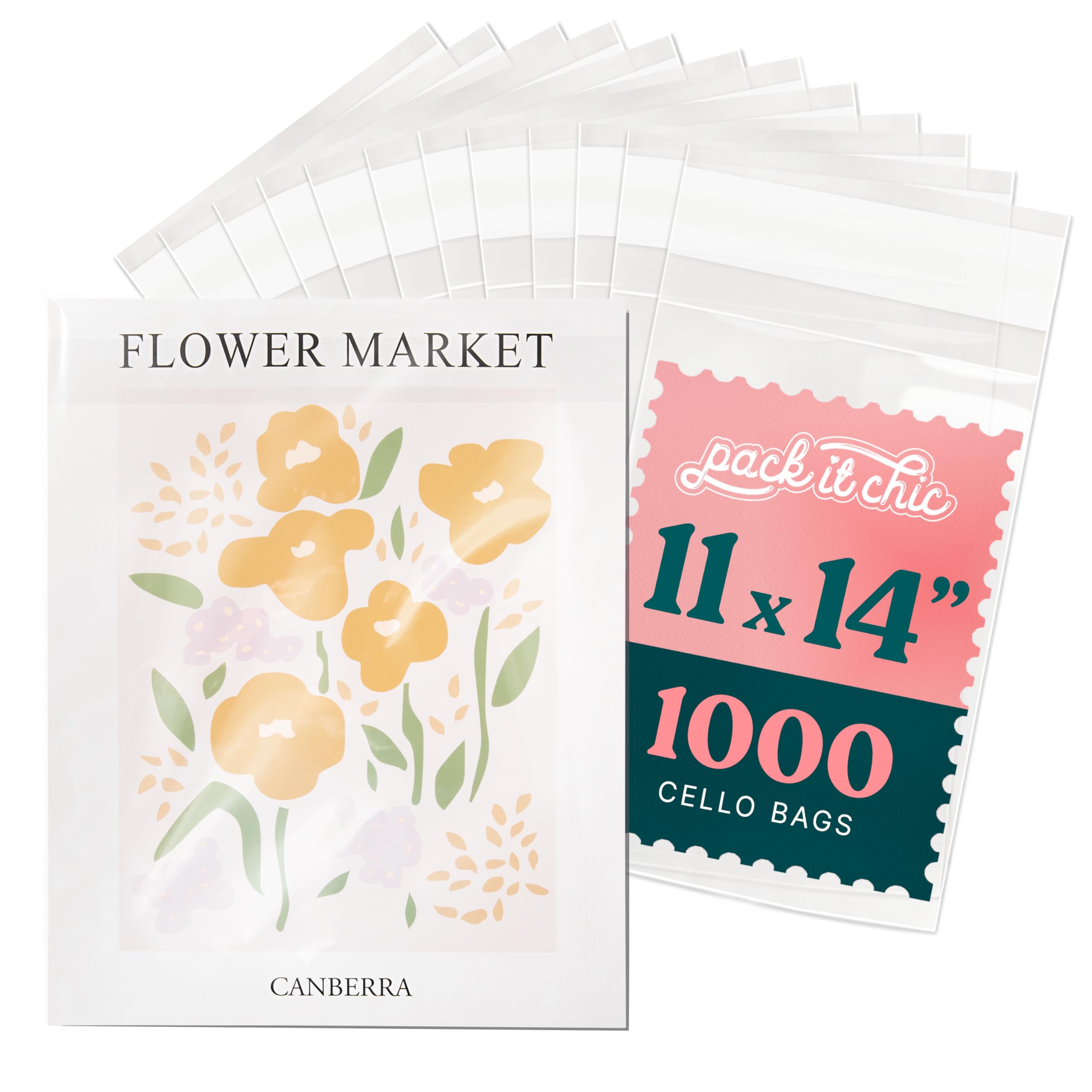 Photo 1 of Pack It Chic 11" X 14" Clear Cellophane Bags (1000 Pack)