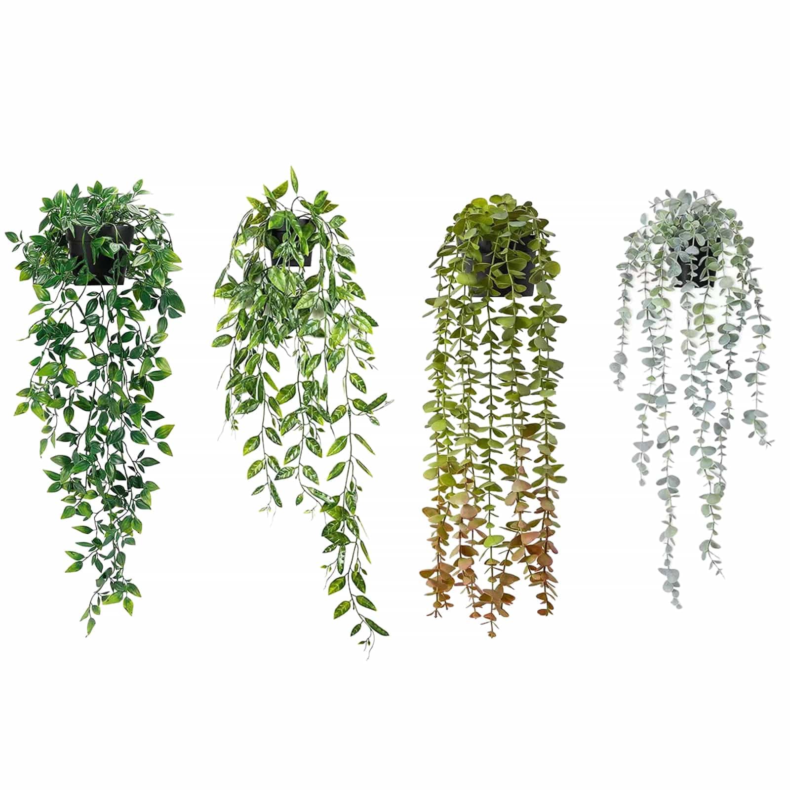 Dyuee Green Artificial Hanging Plants With Pot, Fake Vines Plants, Faux Fake Indoor Trailing Plants Decor, Eucalyptus Peas Mandala, For Home Bathroom Garden Office Wedding Wall Decoration Outdoor Gift (4)