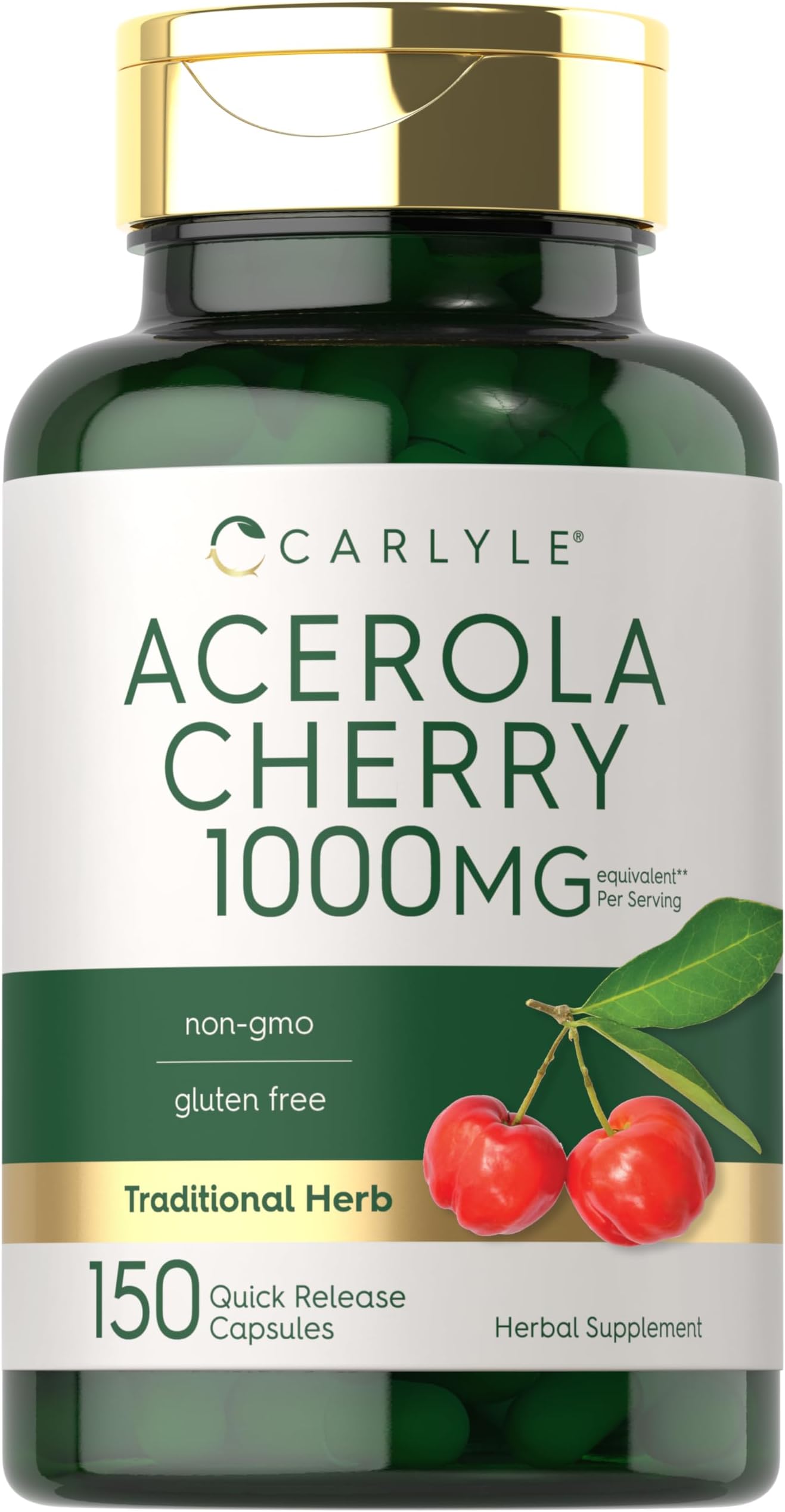 Acerola Cherry Capsules | 150 Count | Non-GMO & Gluten Free Extract | Acerola Berry