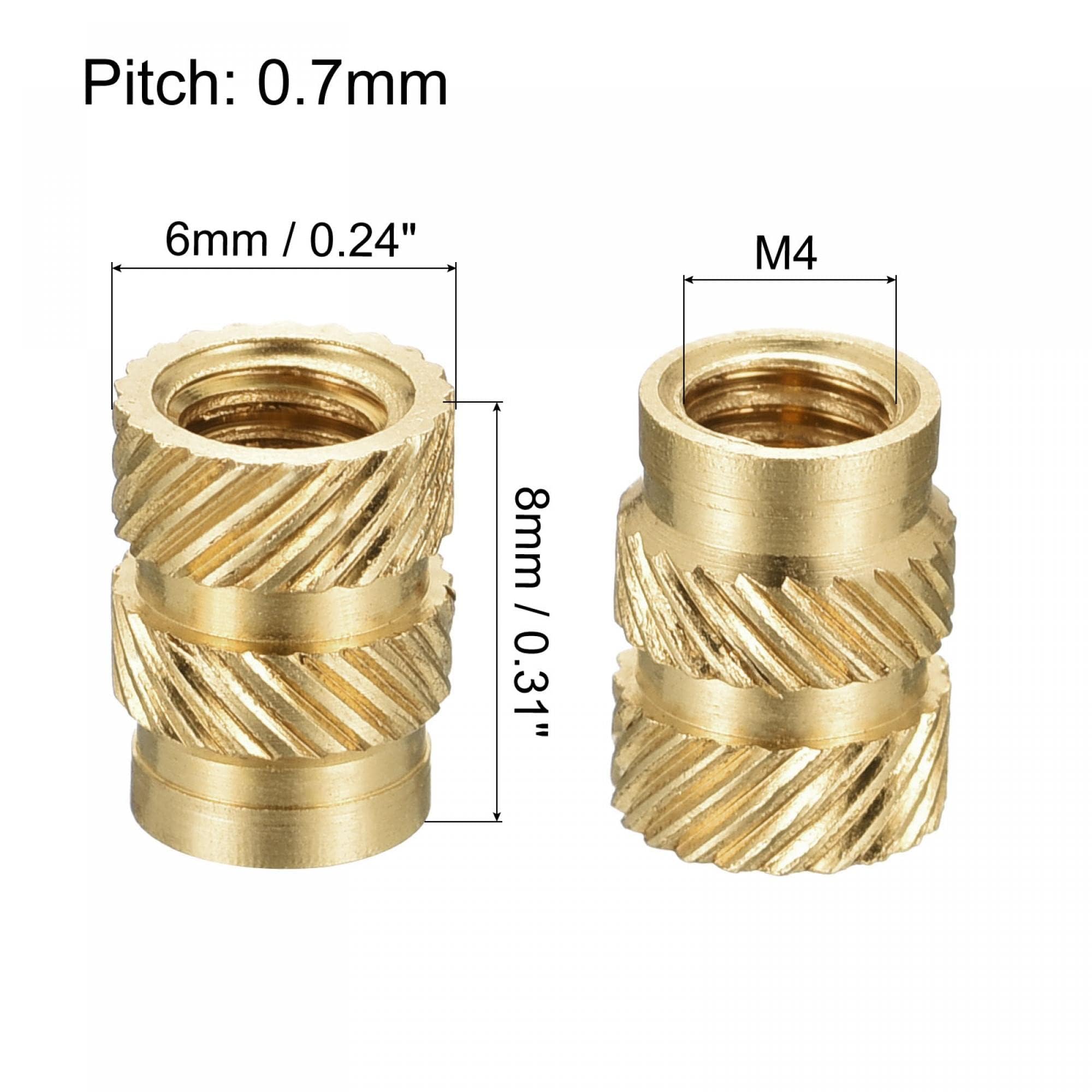 TOP-VIGOR 60Pcs M4 Threaded Knurled Insert Nuts, M4 x 8mm x 6mm OD 3D Printing Brass Nuts - Image 2