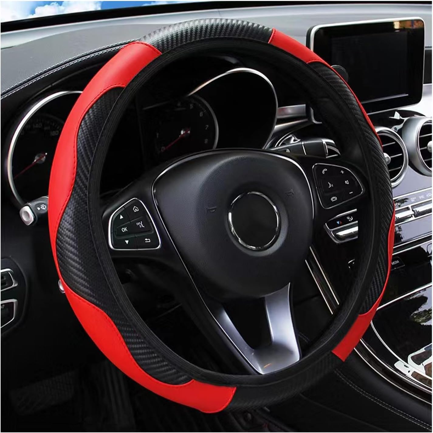 Steering Wheel Cover Universal 37-38 cm Microfibre Leather Non-Slip