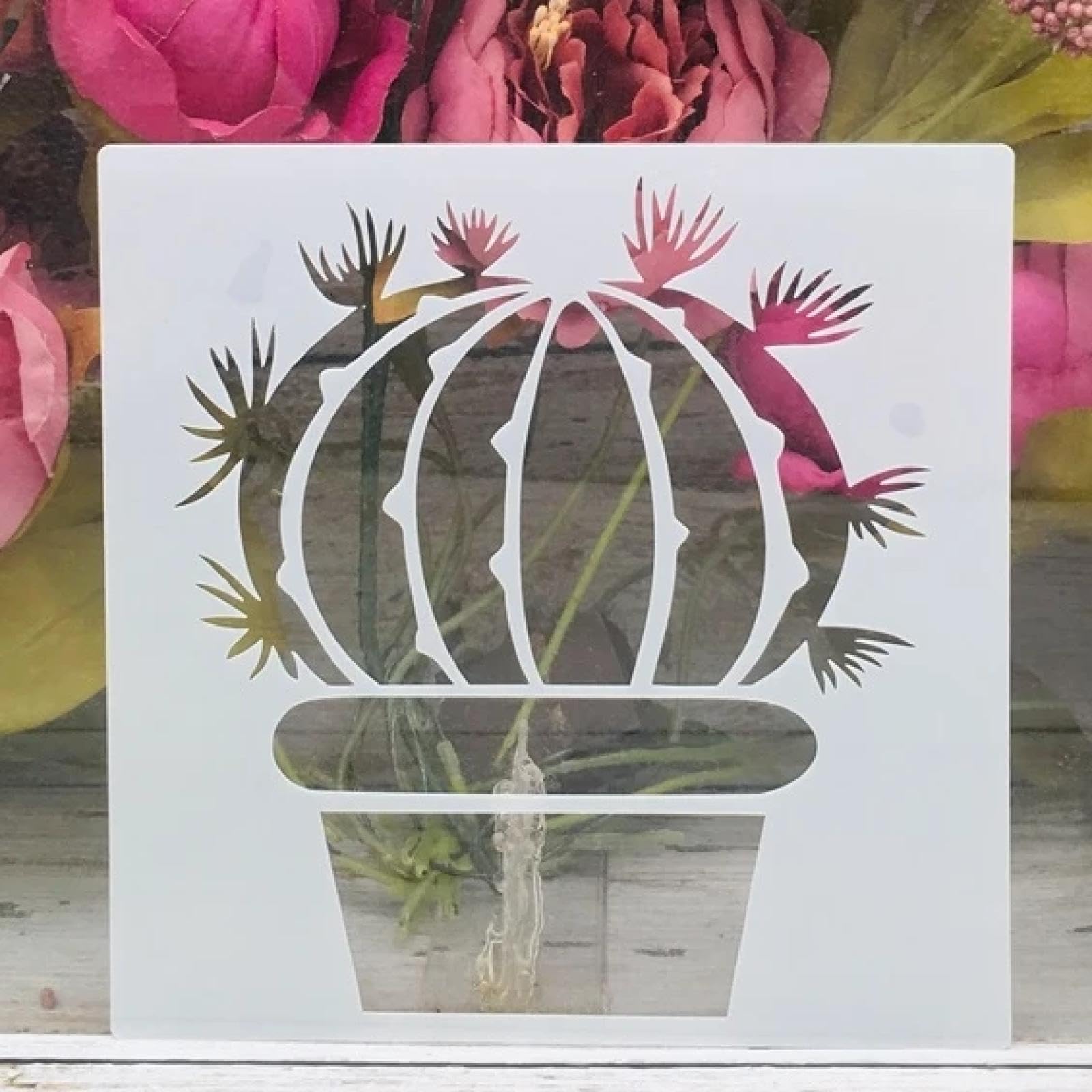 Lot de 8 pochoirs réutilisables de 15 cm pour peinture sur bois, cactus, plantes succulentes, travaux manuels, toile, papier, tissu, meubles – Pochoirs pour peinture sur murs
