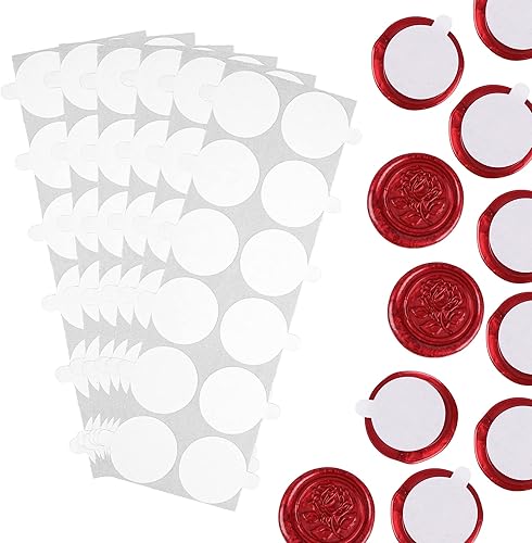 Miniatura 5 de LSYGXYZ Puntos adhesivos de doble cara para sello de cera, 108 piezas de calcomanías de sellado de cera de 1 pulgada, parte trasera adhesiva redonda
