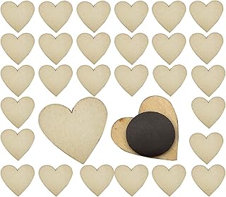 30Pcs Fridge Magnets, Love Heart Wooden Refrigerator Magnets Support DIY Draw Paint Write, Magnets for Fridge Decoration for Home Kitchen Classroom Office Fridge Whiteboard Magnet Decorative