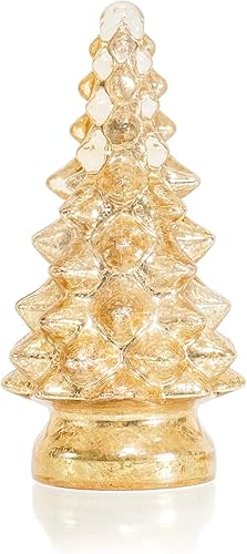 Miniatura 3 de Red Co. Figura de cristal iluminada para árbol de Navidad de 9.75 pulgadas con luces LED, color dorado mercurio