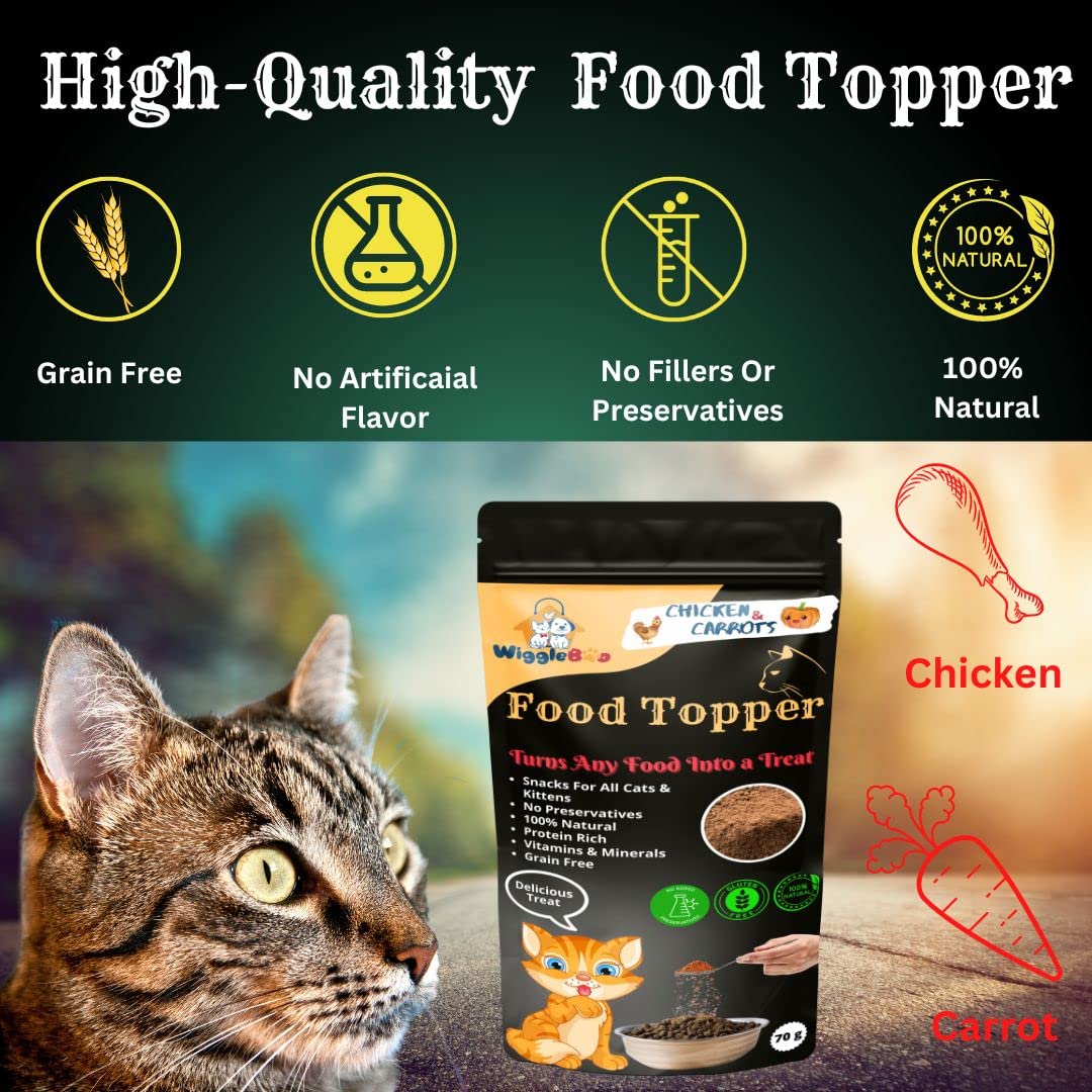 WiggleBoo Magical Cat Food Topper || Joy of Best Taste || Chicken & Carrot Flavour || Grain Free & Protein Rich || Anti Oxident || 70g 4