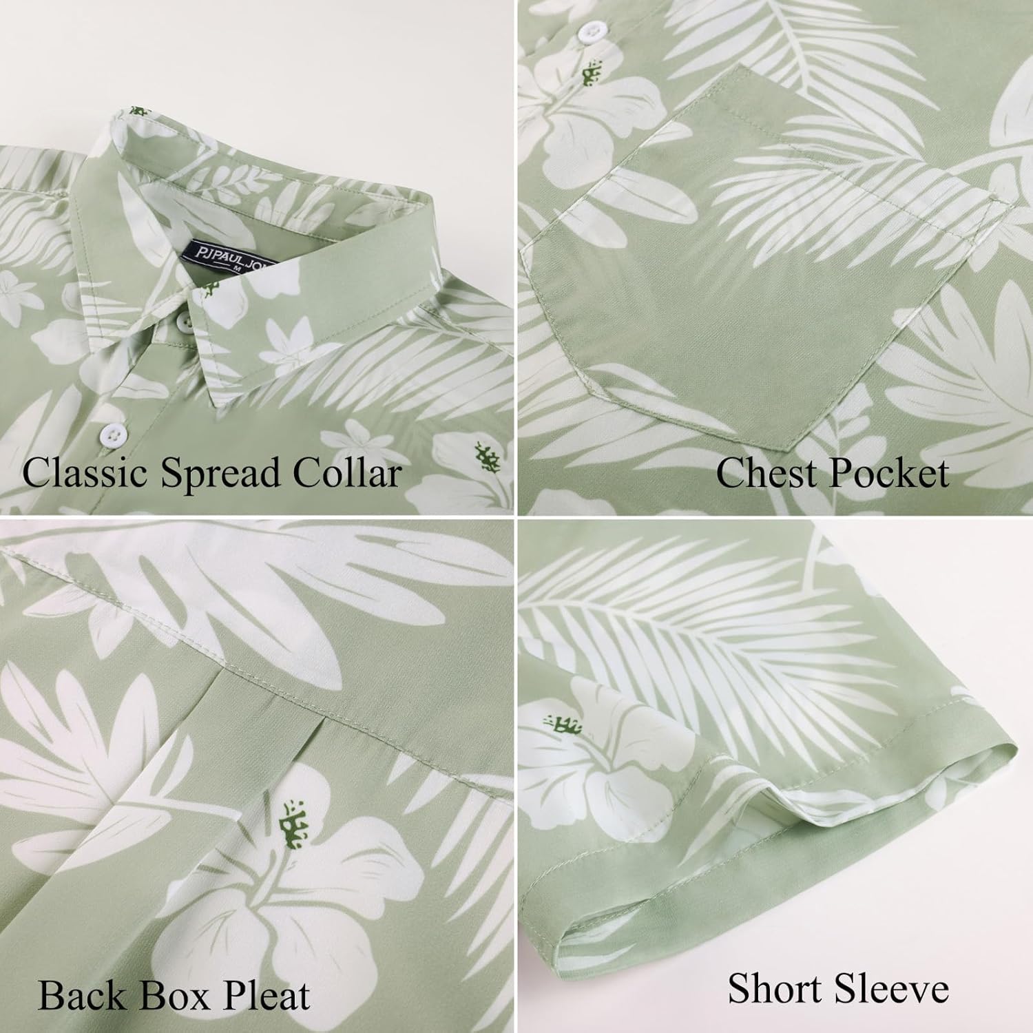 PJ PAUL JONES Mens Hawaiian Shirt Short Sleeve Button Down Shirts Casual Tropical Floral Summer Beach Vacation Shirts - Image 8