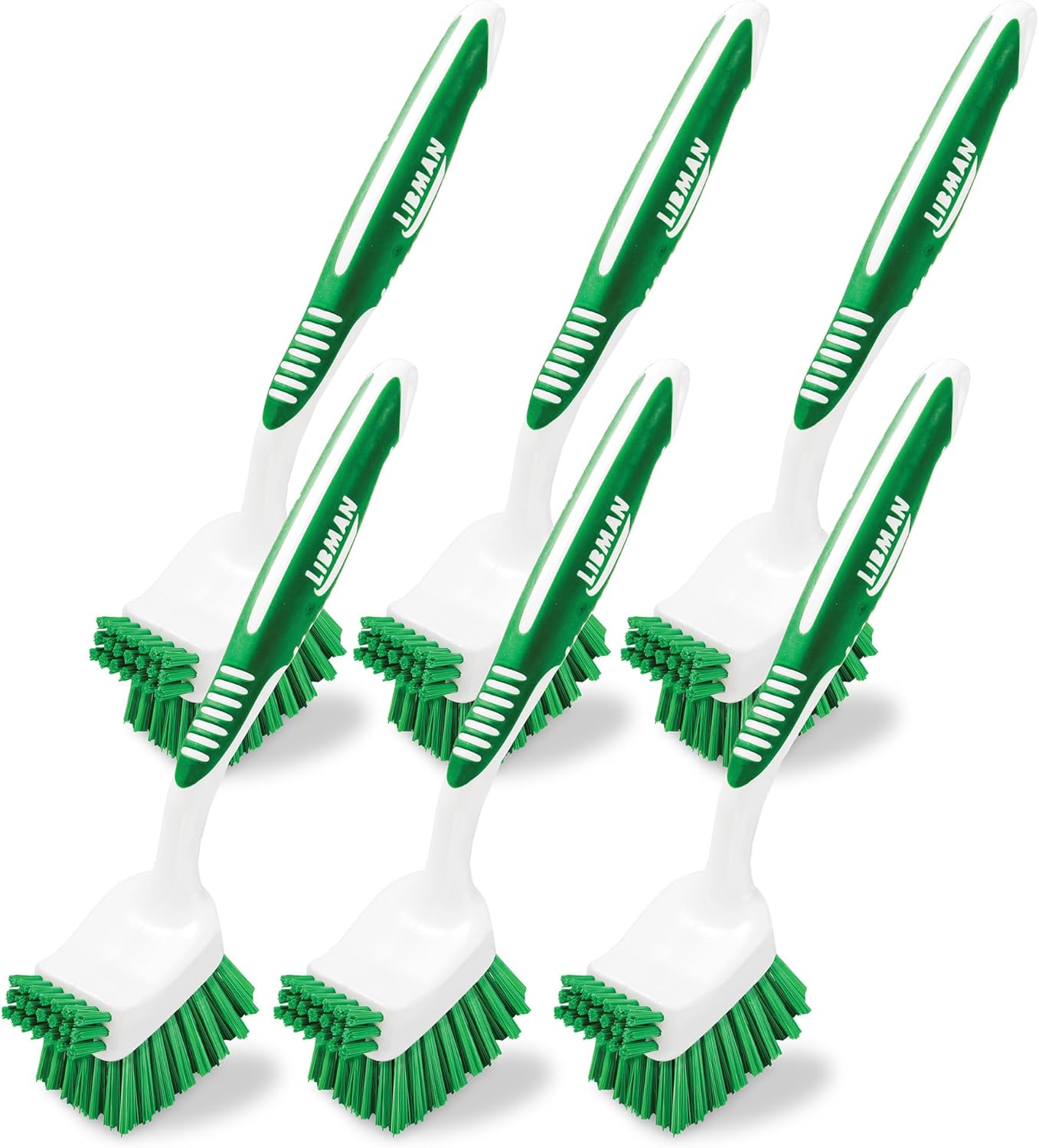 Libman Big Job Kitchen Brush - Heavy Duty 2-in-1 Scrubber for Grease & Grime, Case of 6, Dishwasher Safe