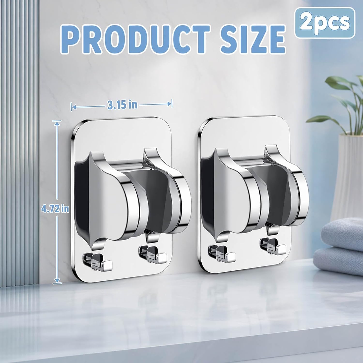 2-Pack Shower Head Holder Adhesive, RV Bathroom Accessories, Strong Waterproof Mounting for Wall and Mobile Home Use image 2