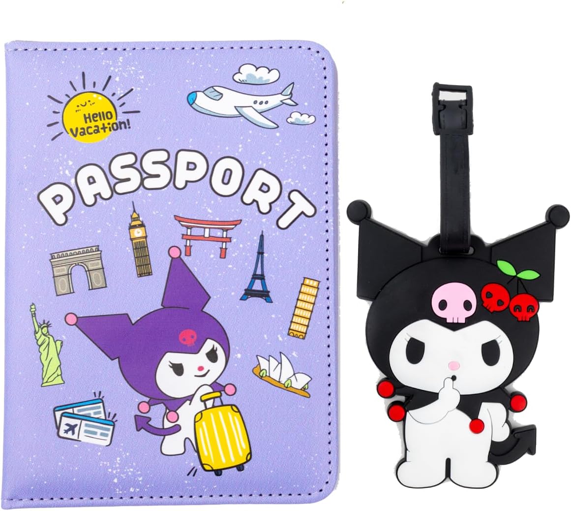 Kawaii Passport Holder with Luggage Tag, Cute Passport Cover set Kawaii Passport Holder with Luggage Tag, Cute Passport Cover set