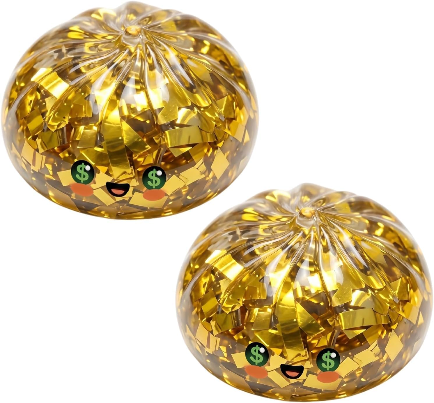 Gold Dumpling Squishy - Golden Ticket Edition Dumpling Squishy Mystery Box, Stress Relief Sensory Toys, Fidget Toys Squishys Suitable Boys Girls, Gifts for Anxiety & Relaxation (2pcs,Gold) — image 1
