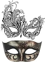 Máscara de baile de máscaras para casais, máscaras de metal, máscara veneziana para festa de Halloween, máscara de carnaval, Cor 22, M