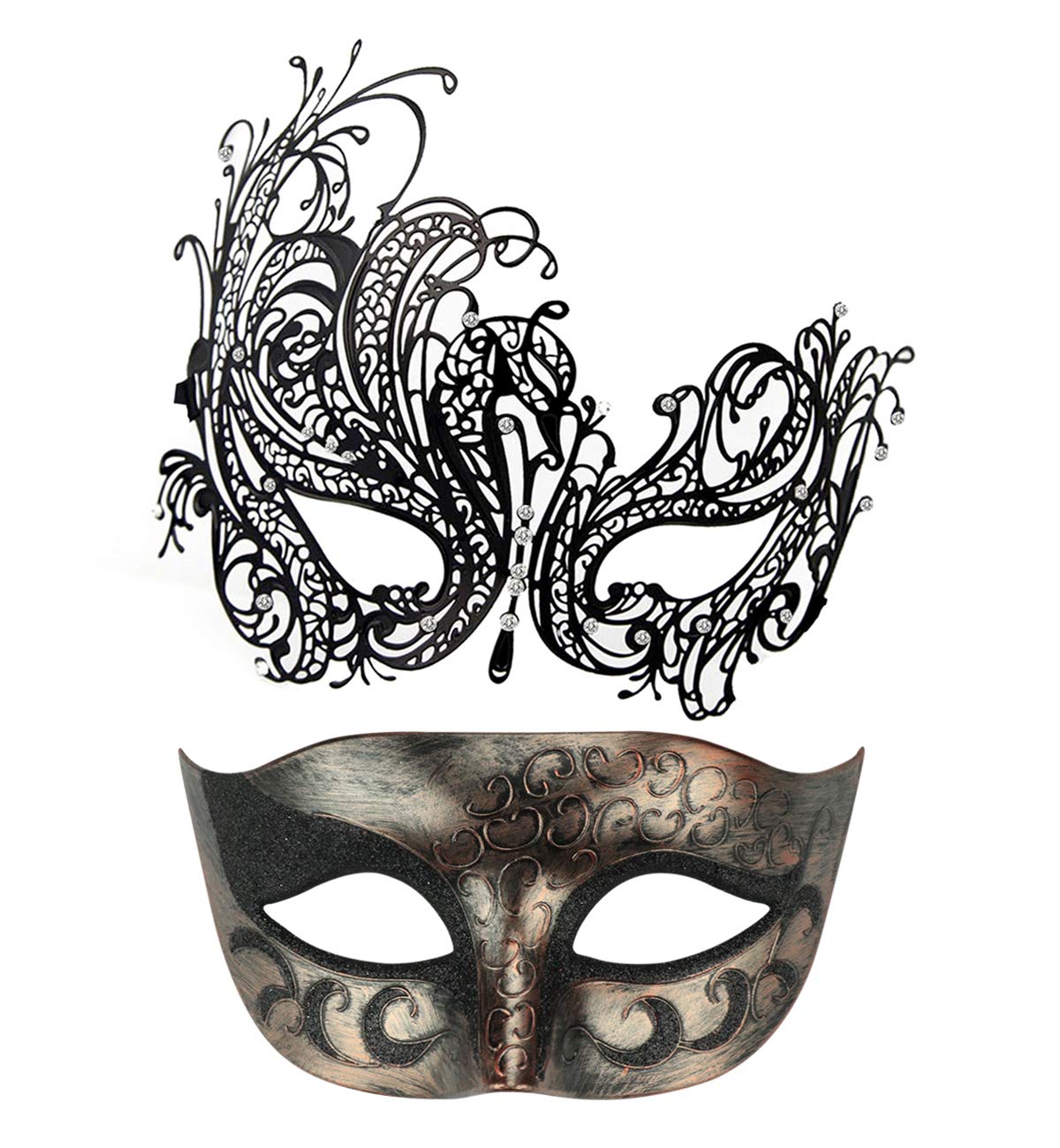 Couple Masquerade Mask Metal Masks Venetian Party Mask Halloween Costume Mask Mardi Gras Mask (Color 22) — image 1