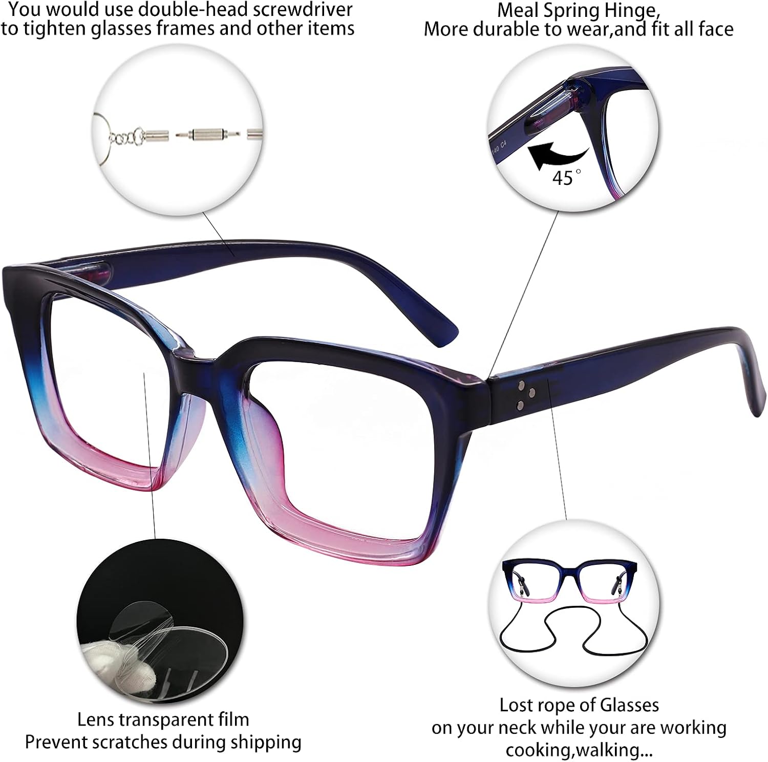 OCCI CHIARI 2.75 Large Reading Glasses for Women Oversized Reader(1.0 1.25 1.5 1.75 2.0 2.25 2.5 2.75 3.0 3.5 4.0)