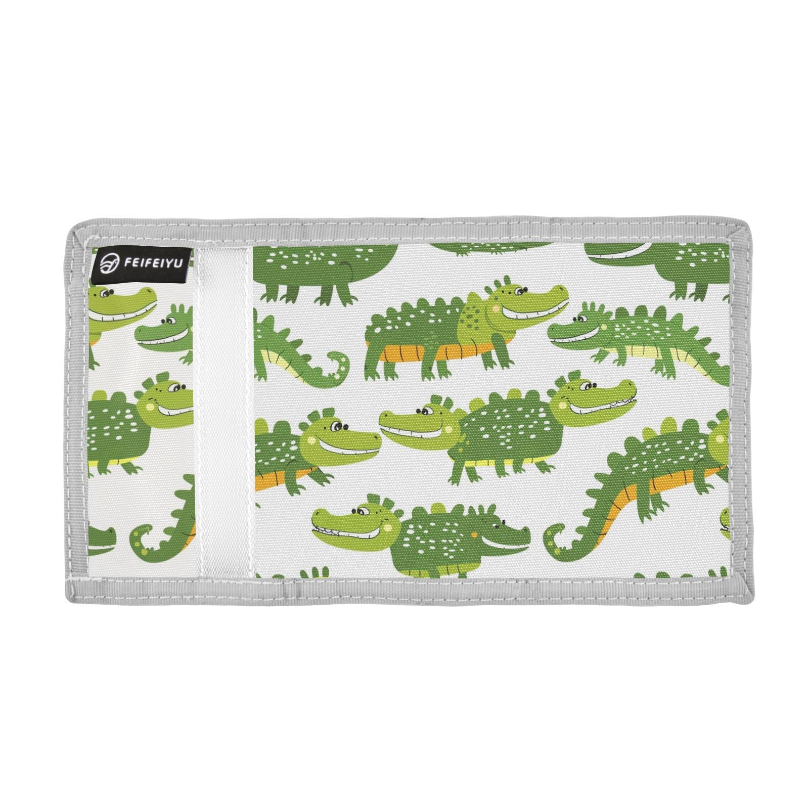zyrtty Kids Wallets for Boys Girls Ages 4-18 Trifold, Green Crocodile Cartoon Wallet with Zippered Coin Pocket and Card Holders, Novelty Wallet for Childrens Birthday Gifts