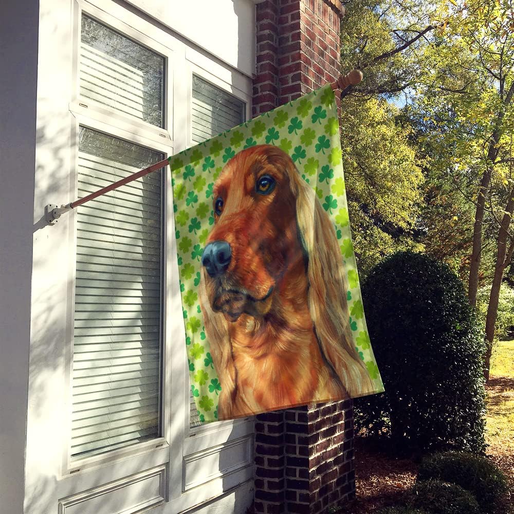 Caroline's Treasures LH9569CHF Irish Setter St. Patrick's Day Shamrock House Flag Large Porch Sleeve Pole Decorative Outside Yard Banner Artwork Wall Hanging, Polyester, House Size, Multicolor