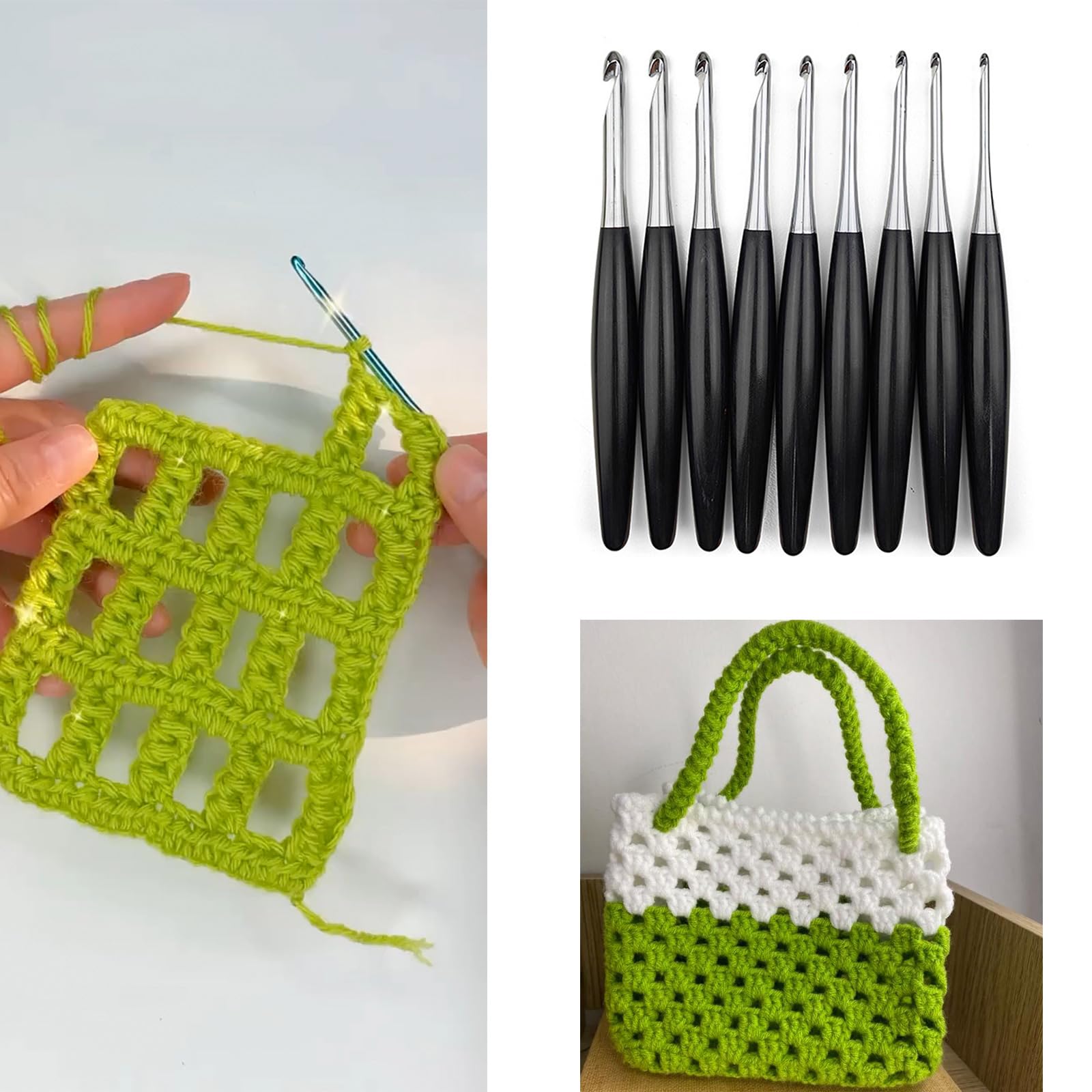 HINAYOSAN 1 zestaw drewniany uchwyt druty do robienia na drutach szydełko 3,5 mm-8,0 mm do szydełkowania rękodzieła zestaw haczyków ergonomiczny drewniany uchwyt dziewiarski