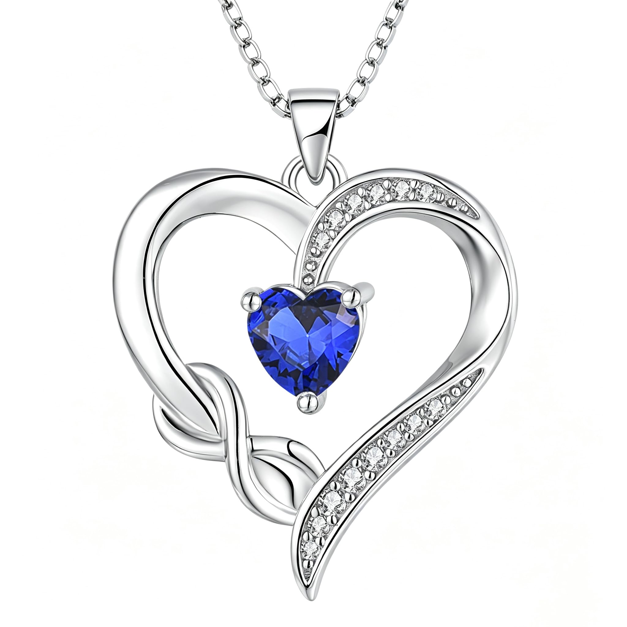 starchenie Collana Cuore Infinito Donna Argento 925 con Pietra Portafortuna Zirconi Ciondolo Regalo Gioielli di Compleanno Anniversario
