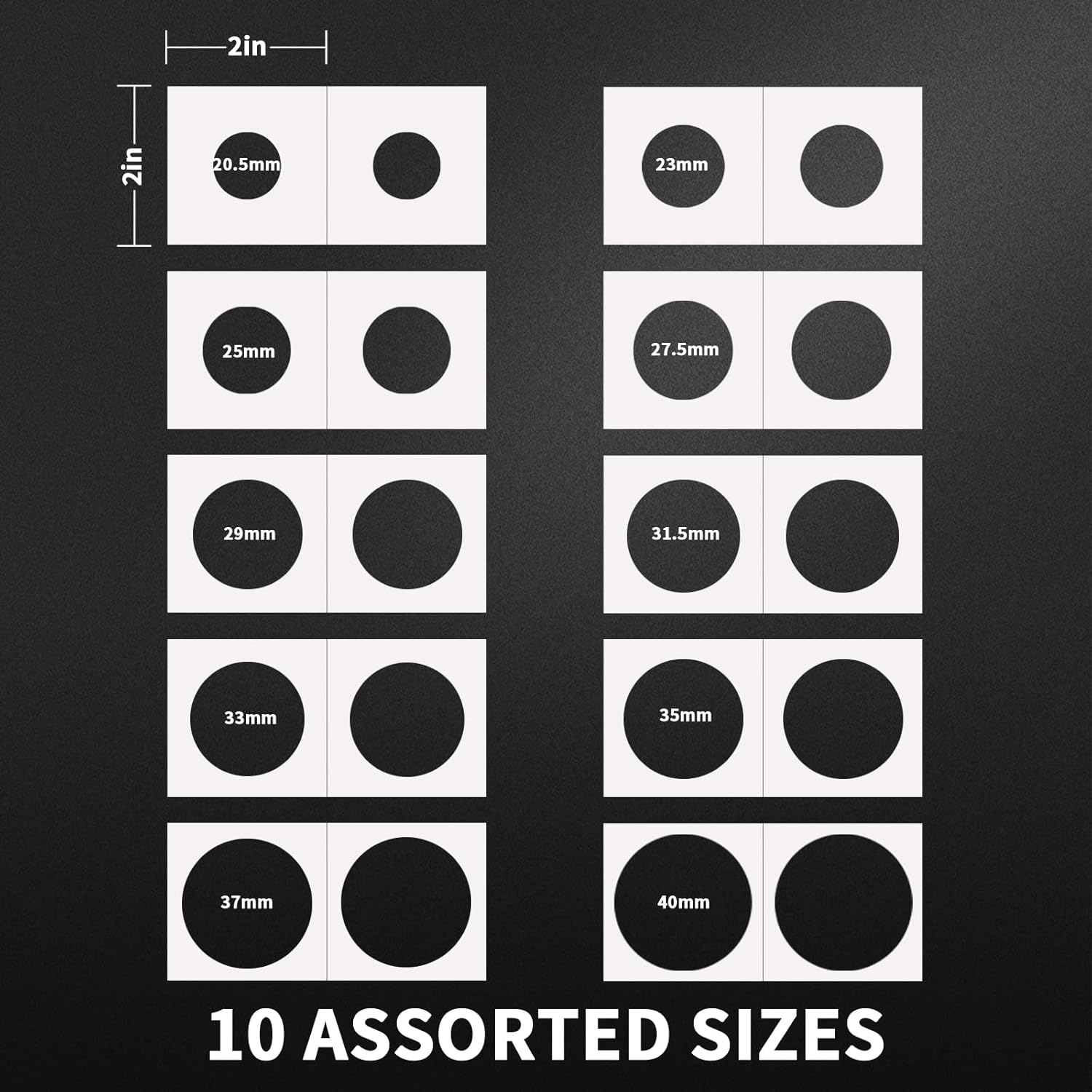 500 Cardboard Coin Holder for Collectors with 25 Sheets Coin Pocket Pages, 500 Pockets Coin Collecting Book Sleeves Protectors Storage and 10 Size 2" x 2" Currency Holders for Coin Collection Supplies