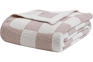 Ultra Soft Cozy Fuzzy Checkerboard Grid Fluffy Microfiber Blanket