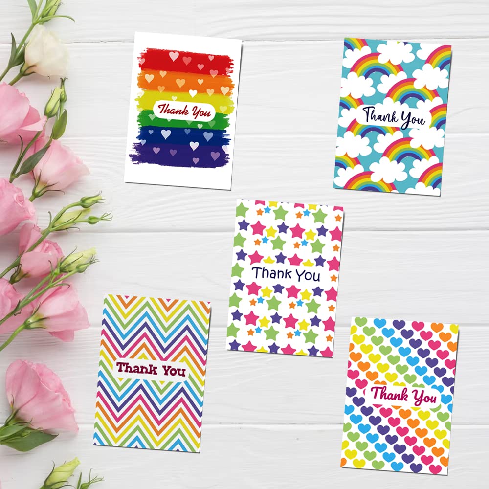 Papa Prints Pack of 12 Rainbow Thank You Cards Multipack with Envelopes (105 x 149 mm) Greeting Cards Thank You Notes for Kids Birthdays - Image 4