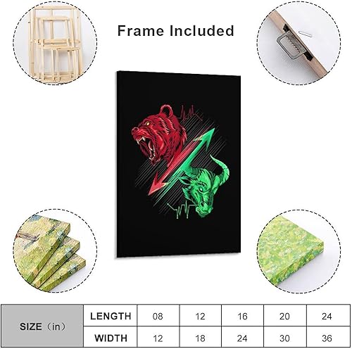 Miniatura 2 de Usoway Oso contra toro Mercado de Valores Trading Arte de pared Lienzo Pintura Dormitorio Decoración del Hogar Imágenes Obras de Arte Carteles