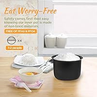 Vista 4 de Mini olla arrocera múltiple de 2 tazas sin cocinar (1.2 litros), olla de arroz japonesa portátil pequeña de viaje con olla interior antiadherente